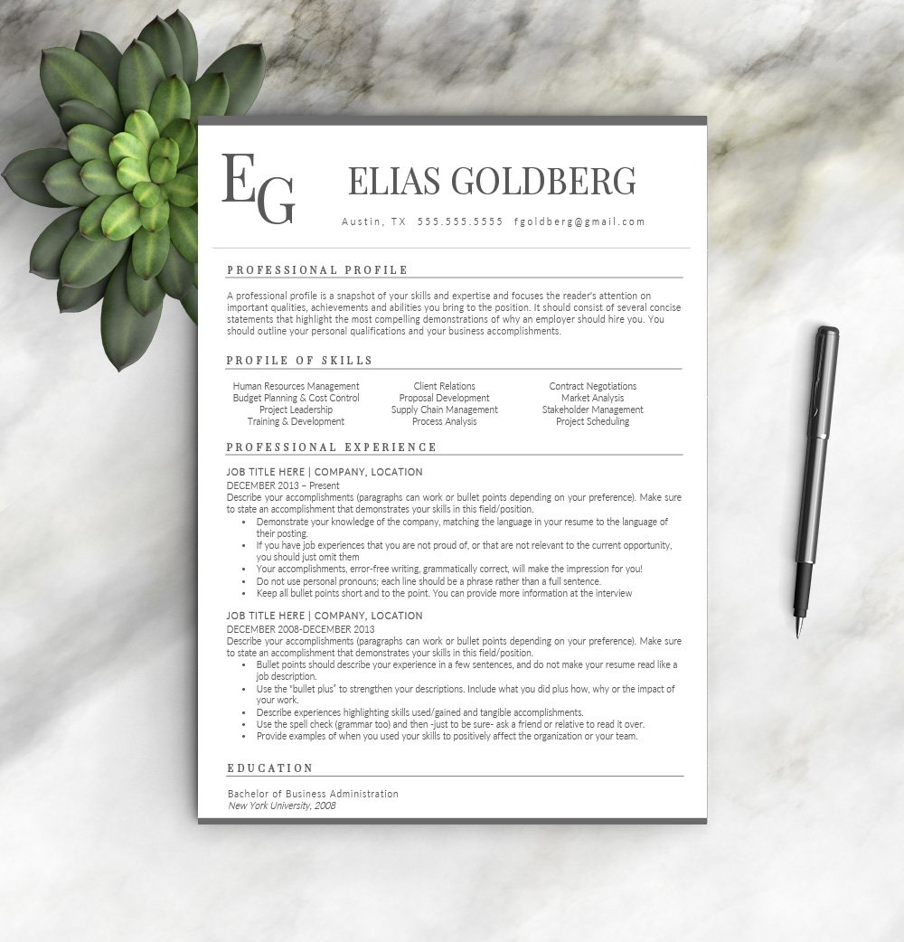 Professional Resume Template preview image.