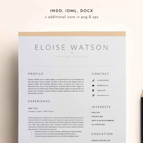 3 Page Resume Template | INDD + DOCX cover image.