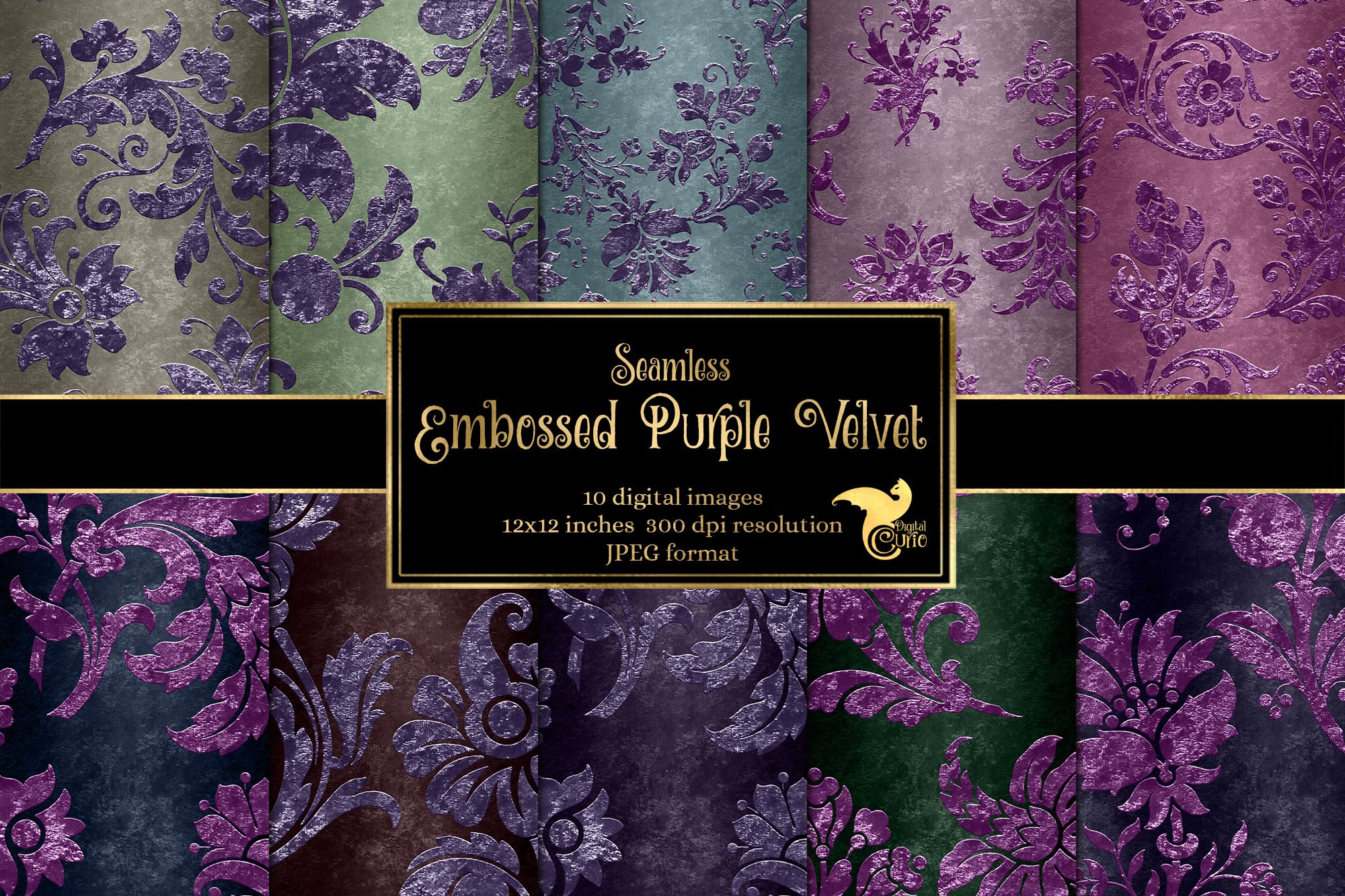 Embossed Purple Velvet Digital Paper cover image.