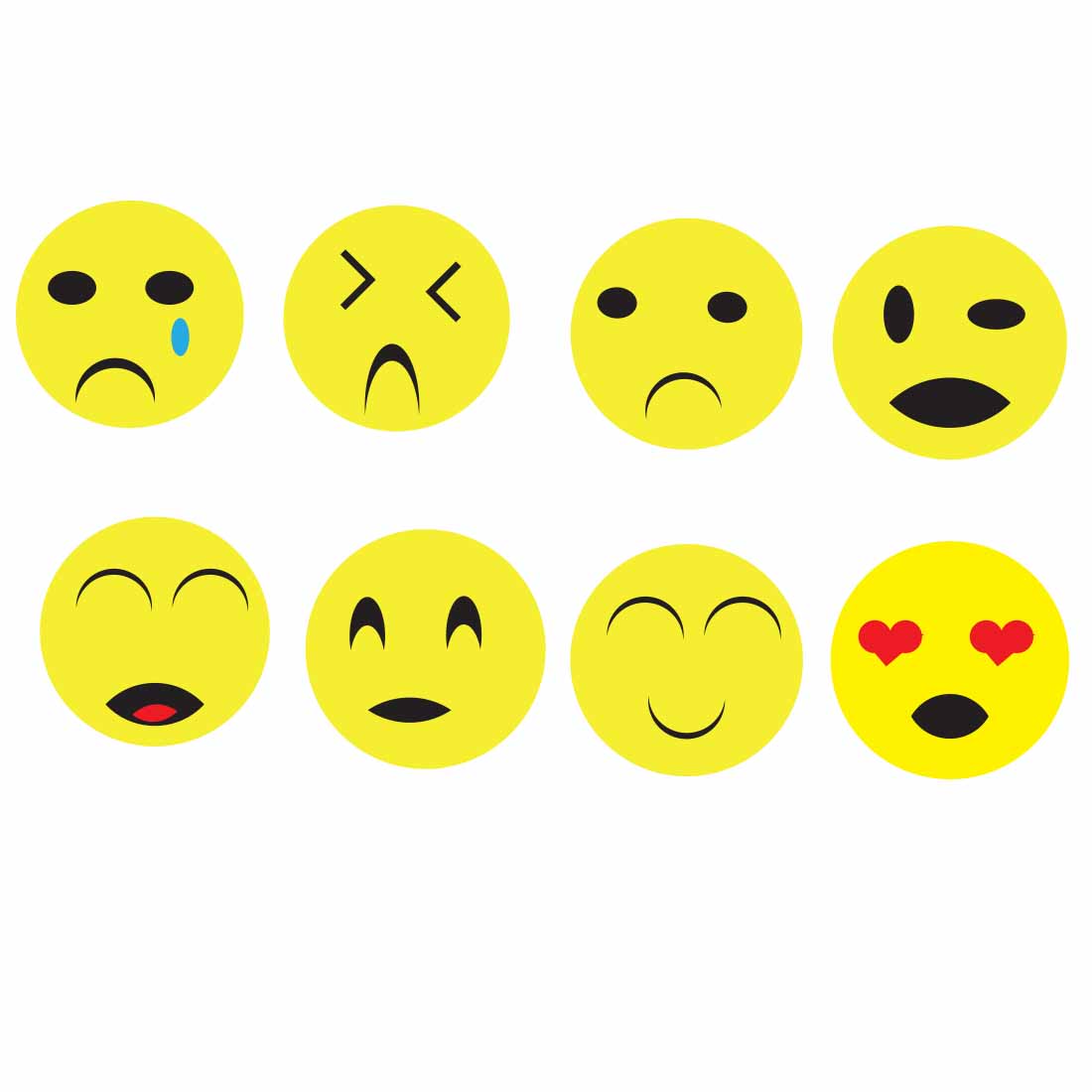 Set of nine emoticions with different expressions.