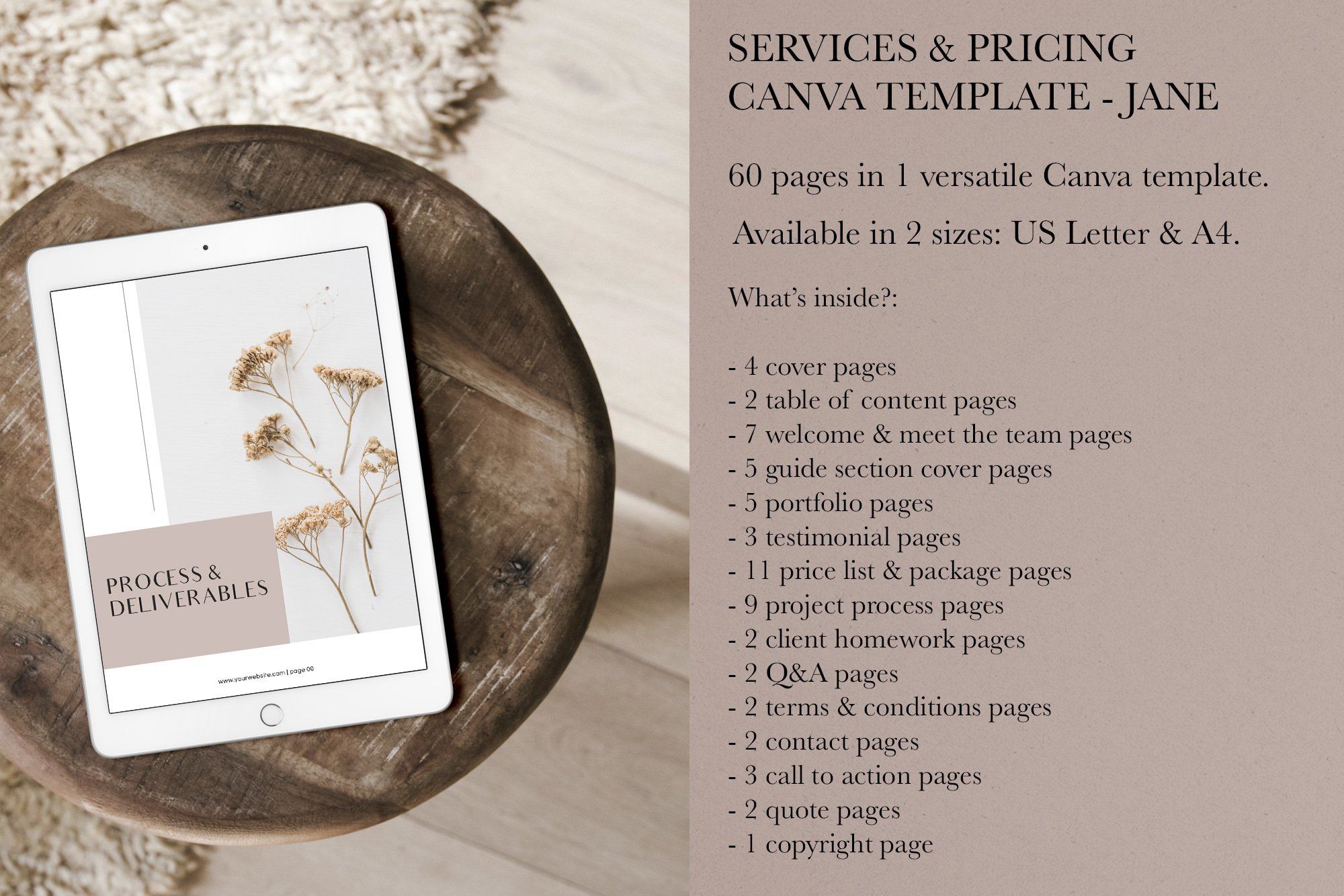 Services & Pricing Template | JANE preview image.