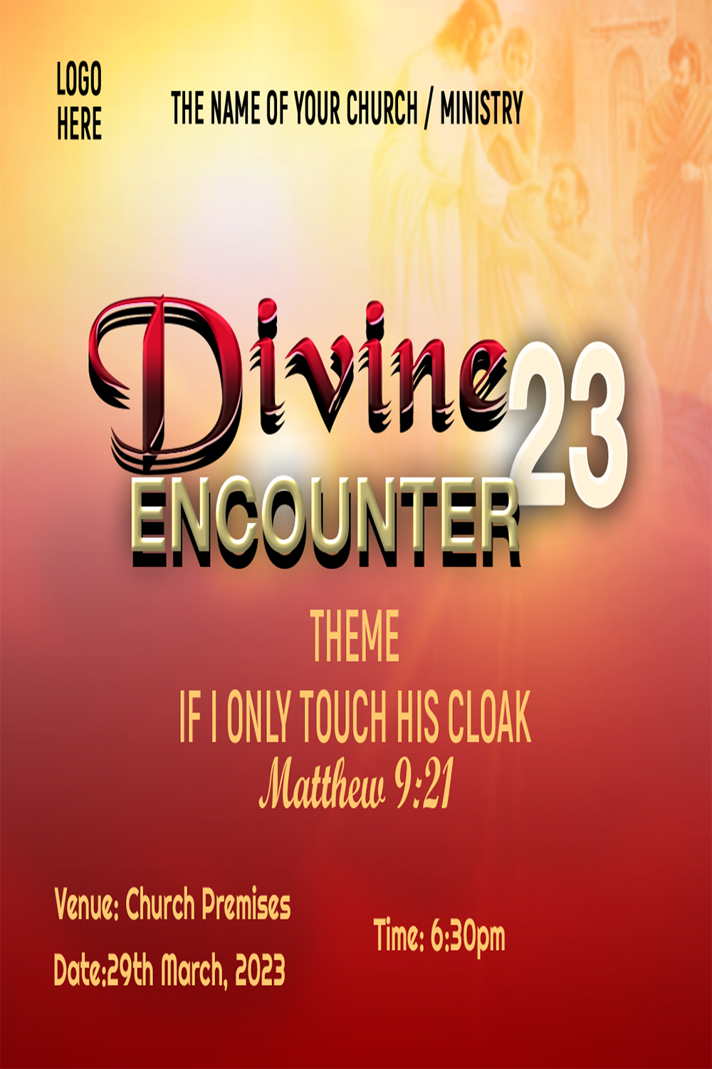 Church flyer template pinterest preview image.