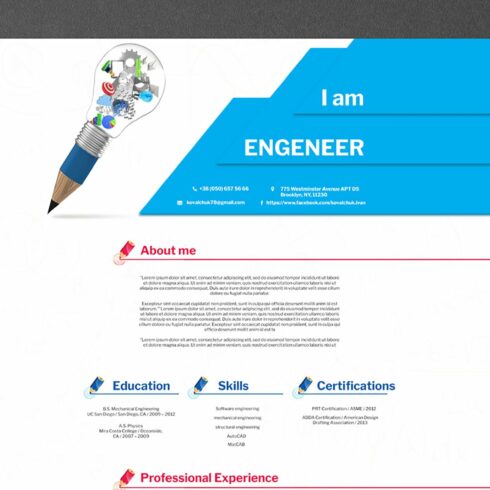 Engineering Resume Template PSD cover image.