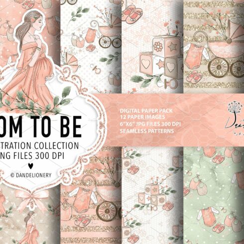 Mom to be digital paper pack cover image.