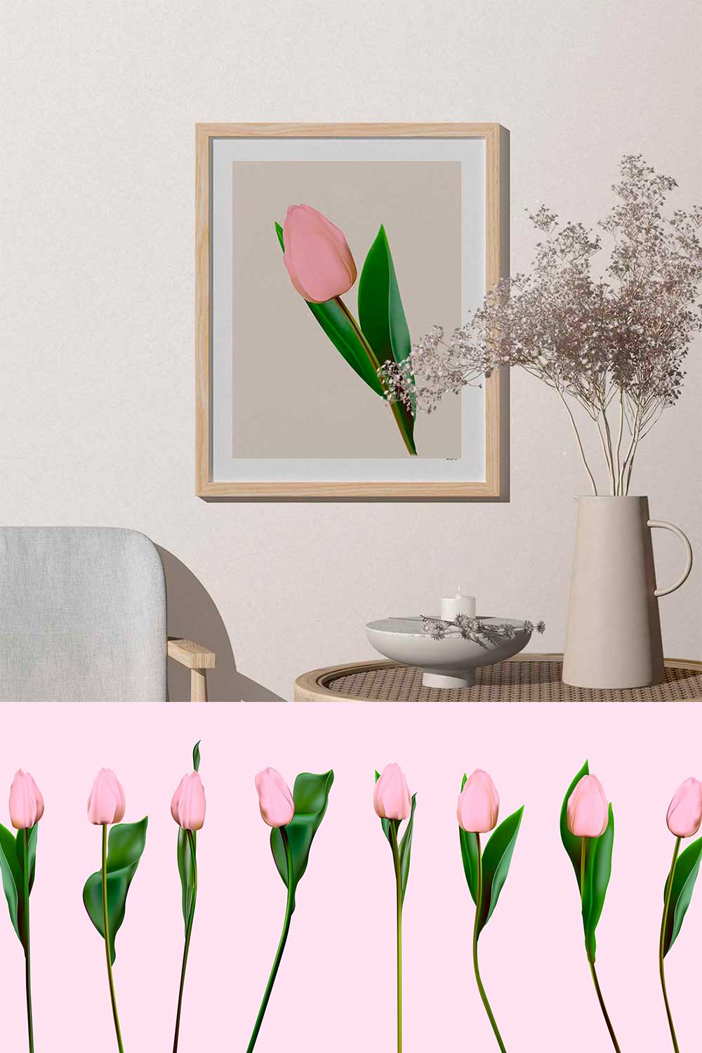 Pink tulips clipart vector, png, jpeg pinterest preview image.
