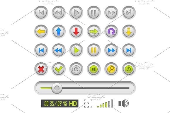 set of buttons for media player cover image.