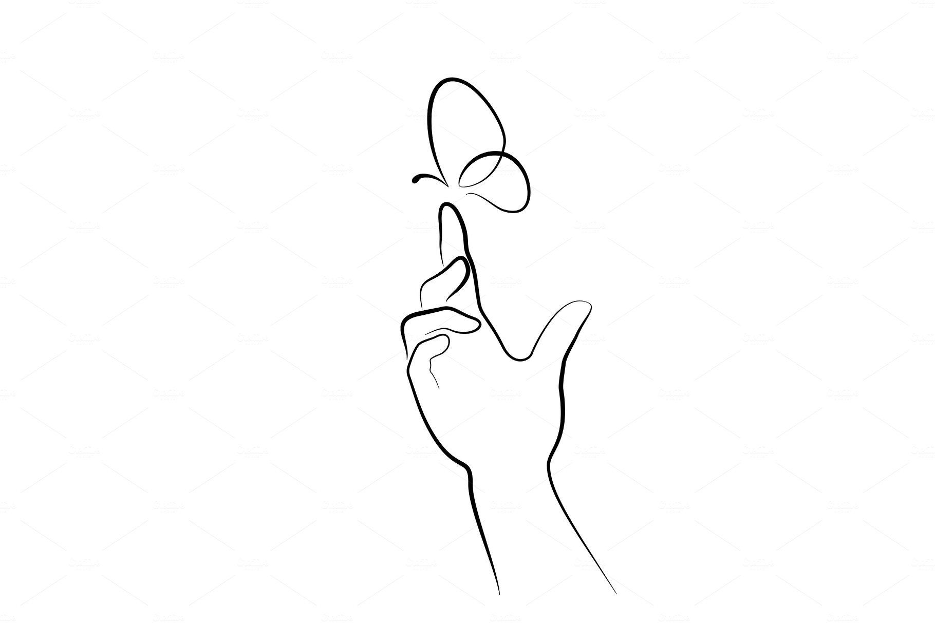 Hand with butterfly on finger. Line cover image.
