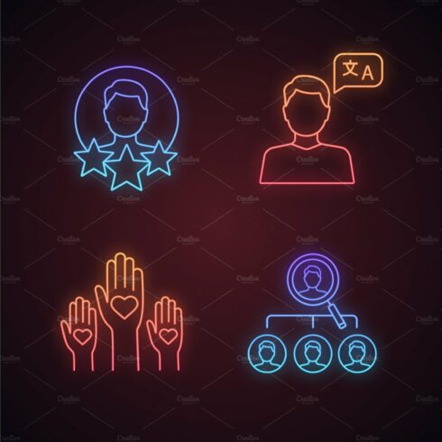 Resume neon light icons set cover image.
