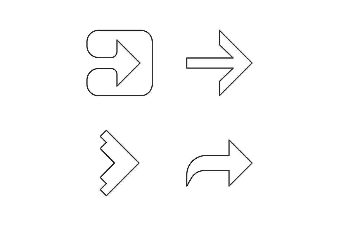 Arrow types linear icons set cover image.