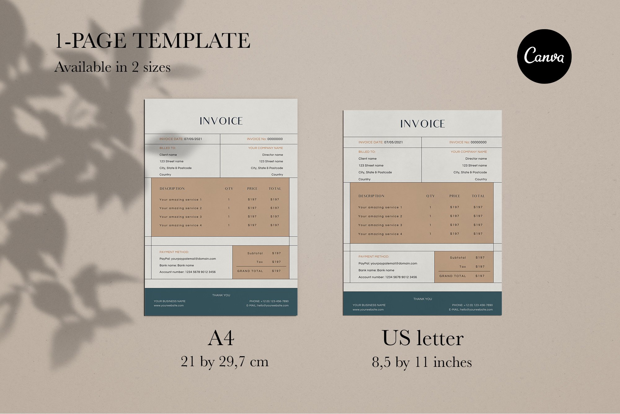 Invoice Canva Template | ABIGAIL preview image.