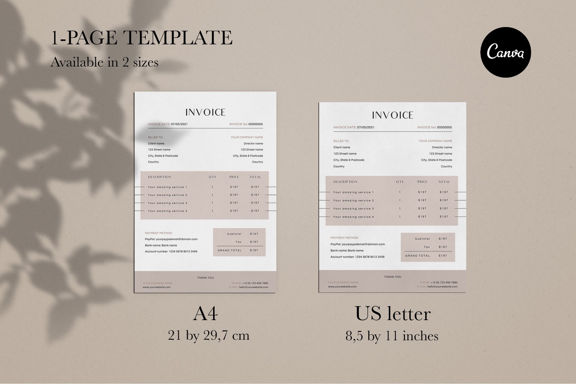 Invoice Canva Template | MADISON preview image.