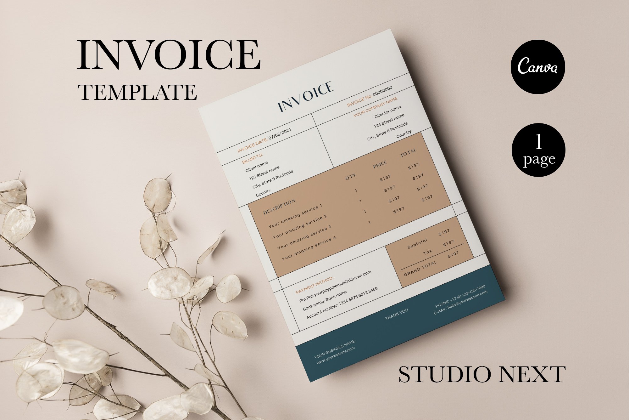 Invoice Canva Template | ABIGAIL cover image.