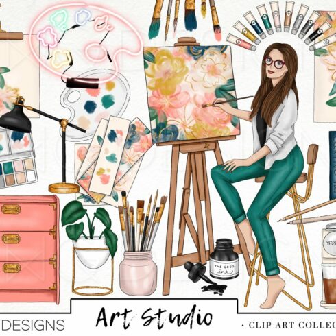 Art Studio Fashion Girl Clip Art cover image.