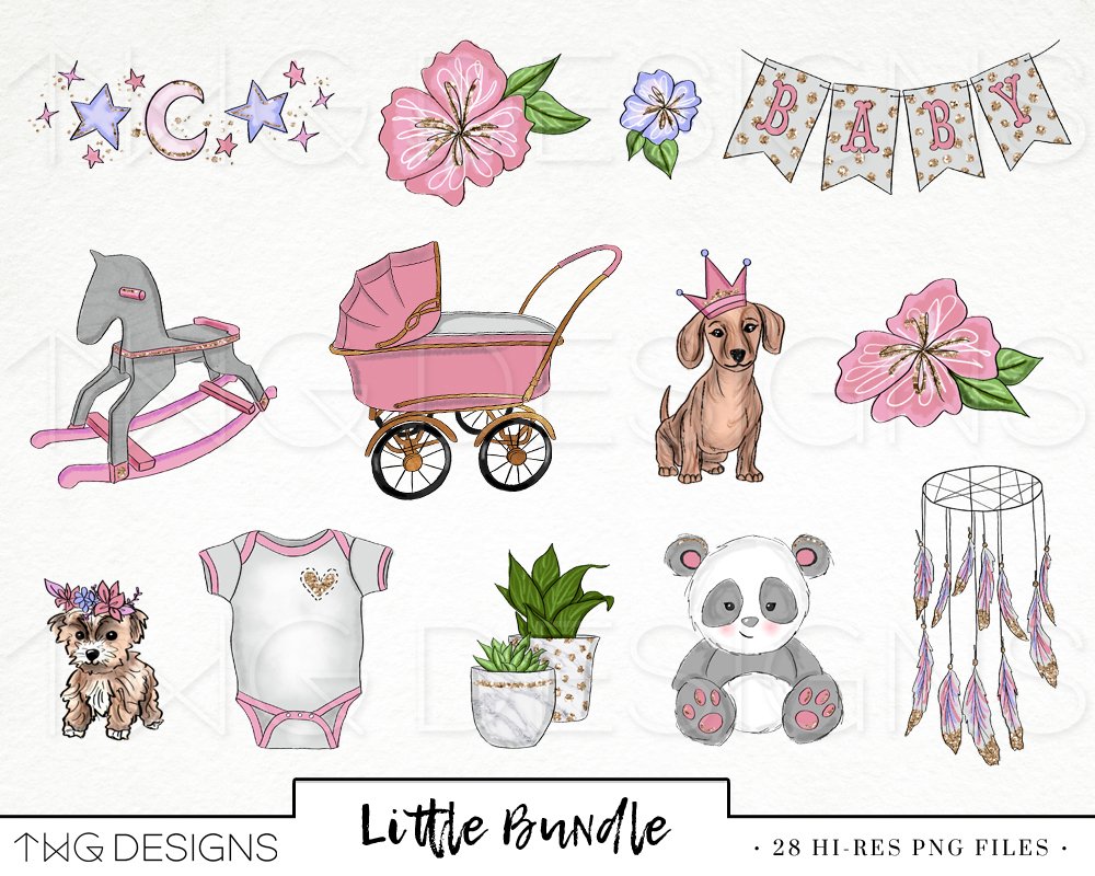 Baby Girl Nursery Clip Art preview image.