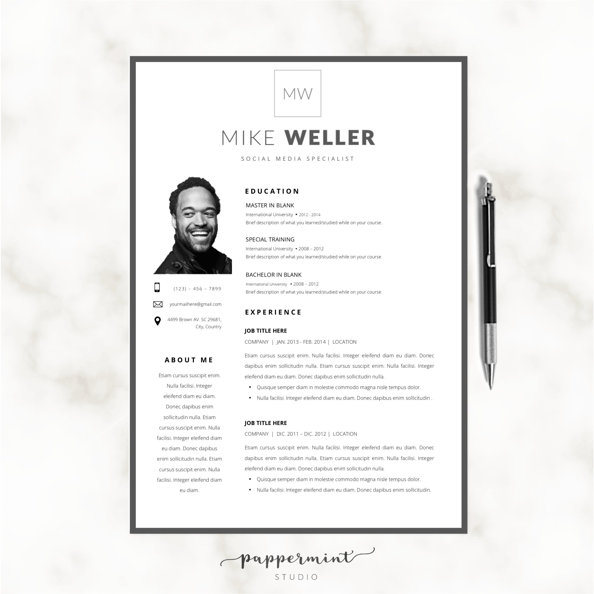 Mike W Resume and Cover Template cover image.