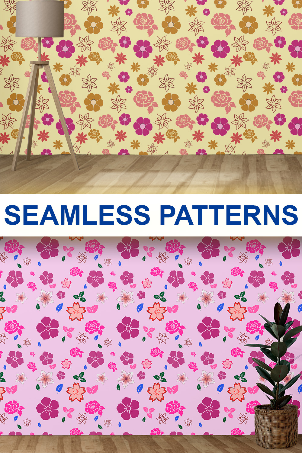 Seamless Pattern Textures For Gift Wrapping & Room Decor pinterest preview image.