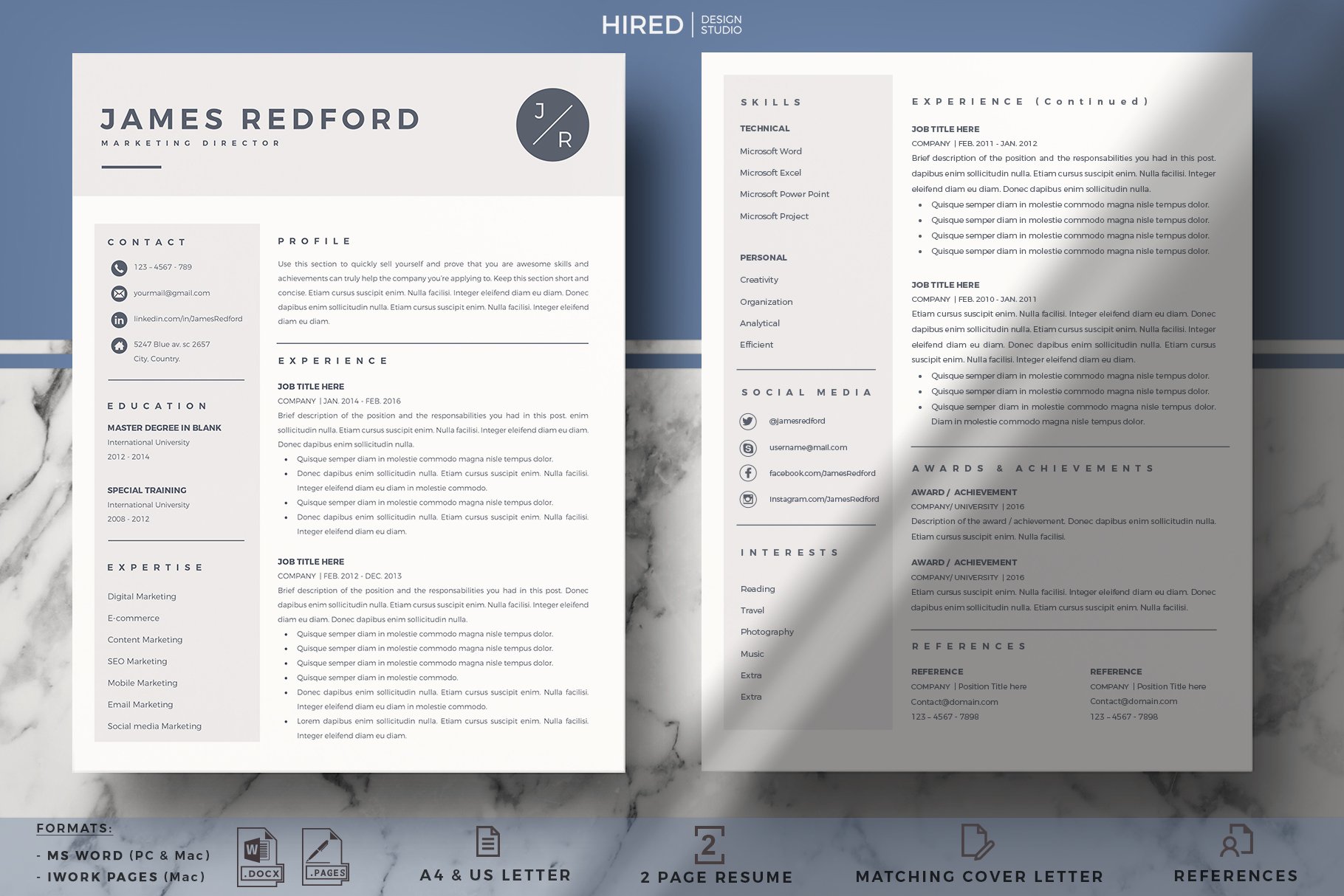 Marketing Resume CV With Logo + icon preview image.
