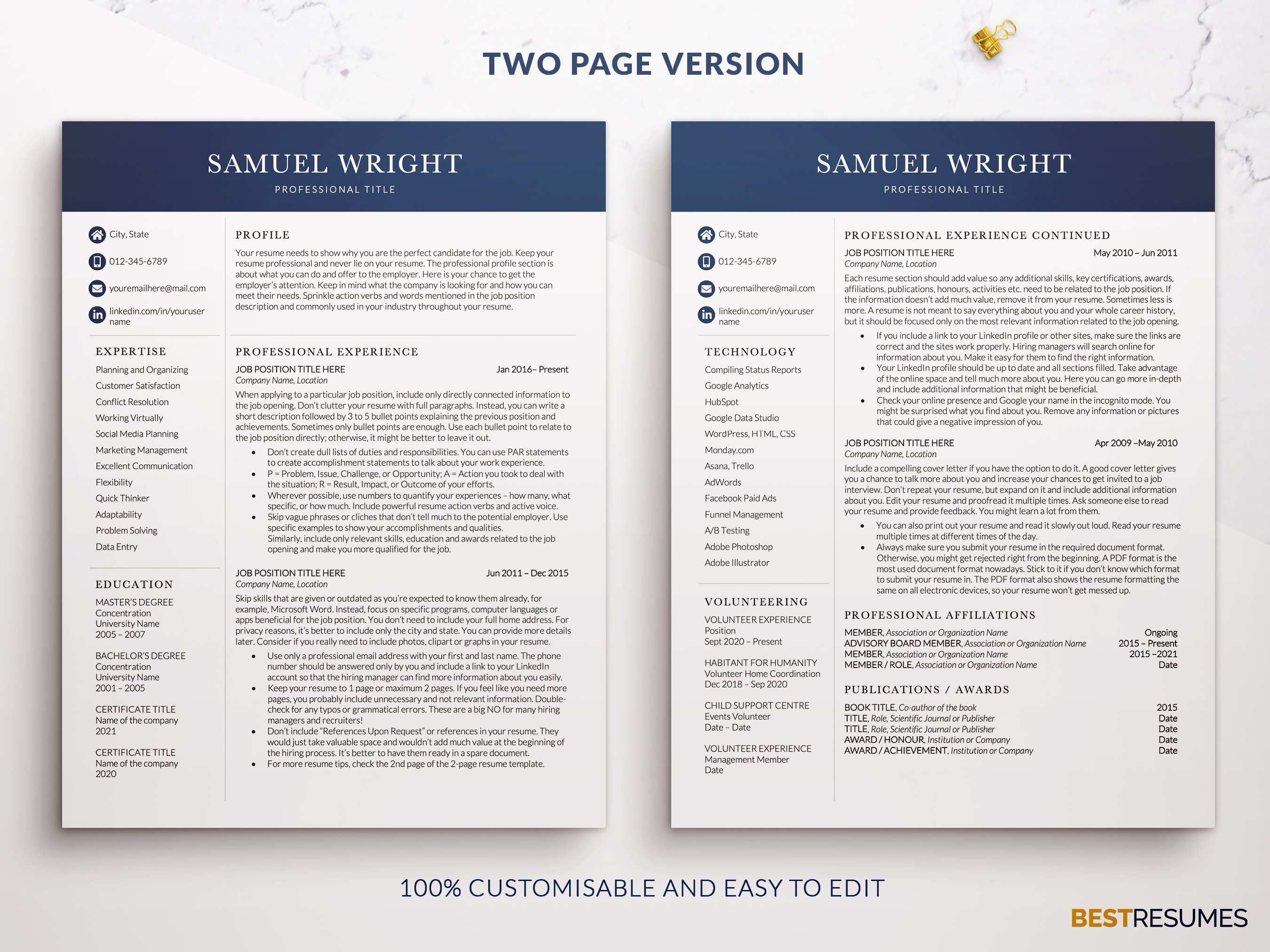 Executive Resume Template for Word preview image.