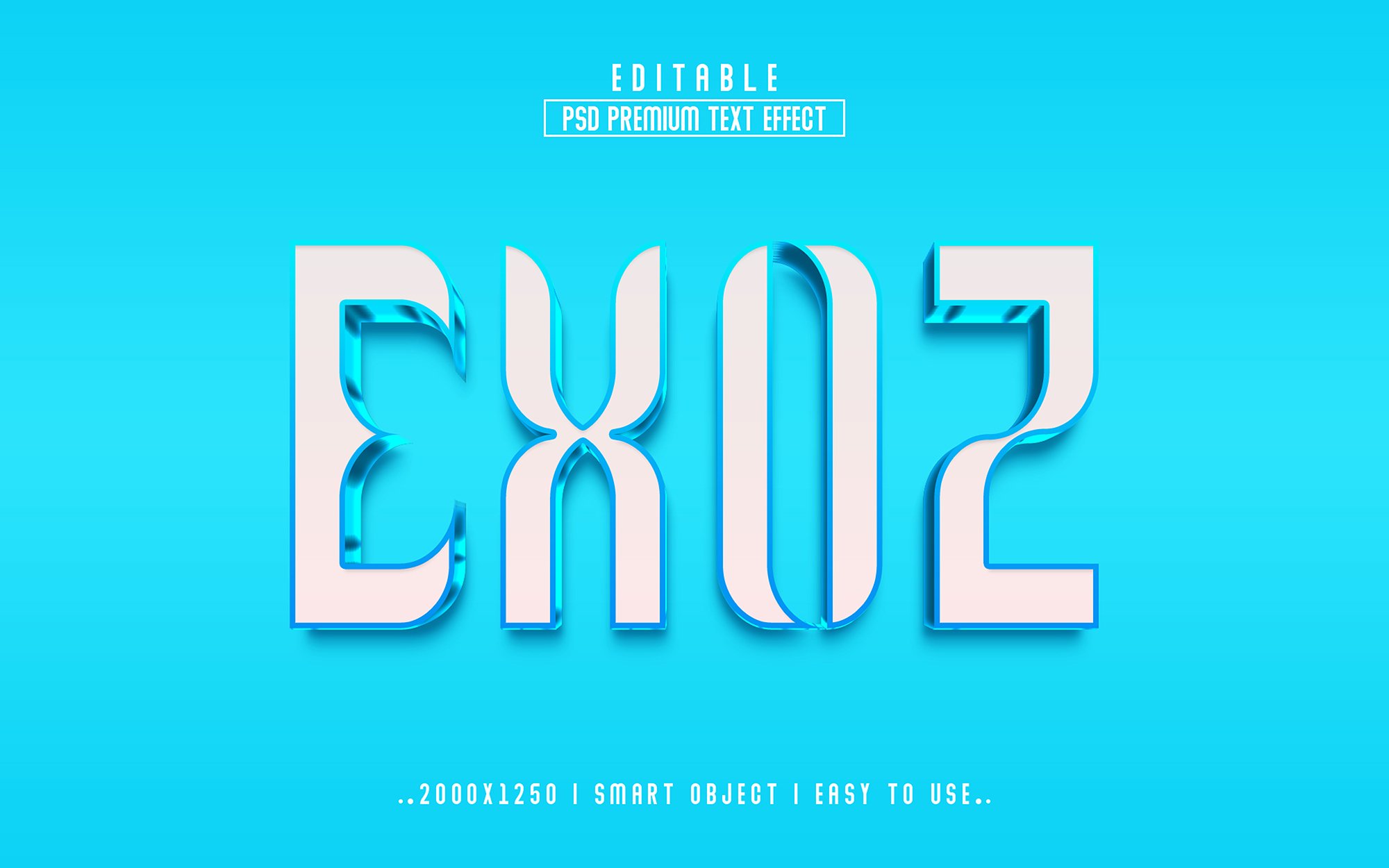 Blue and white font that reads exo2.