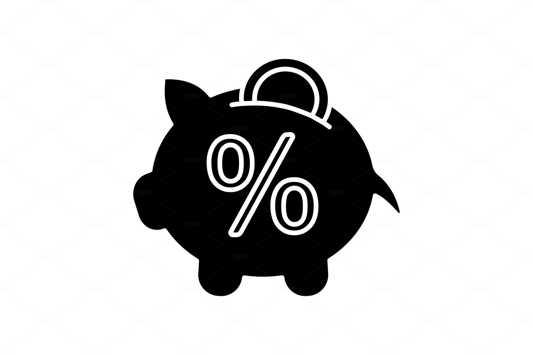 Penny piggy bank with percent icon cover image.