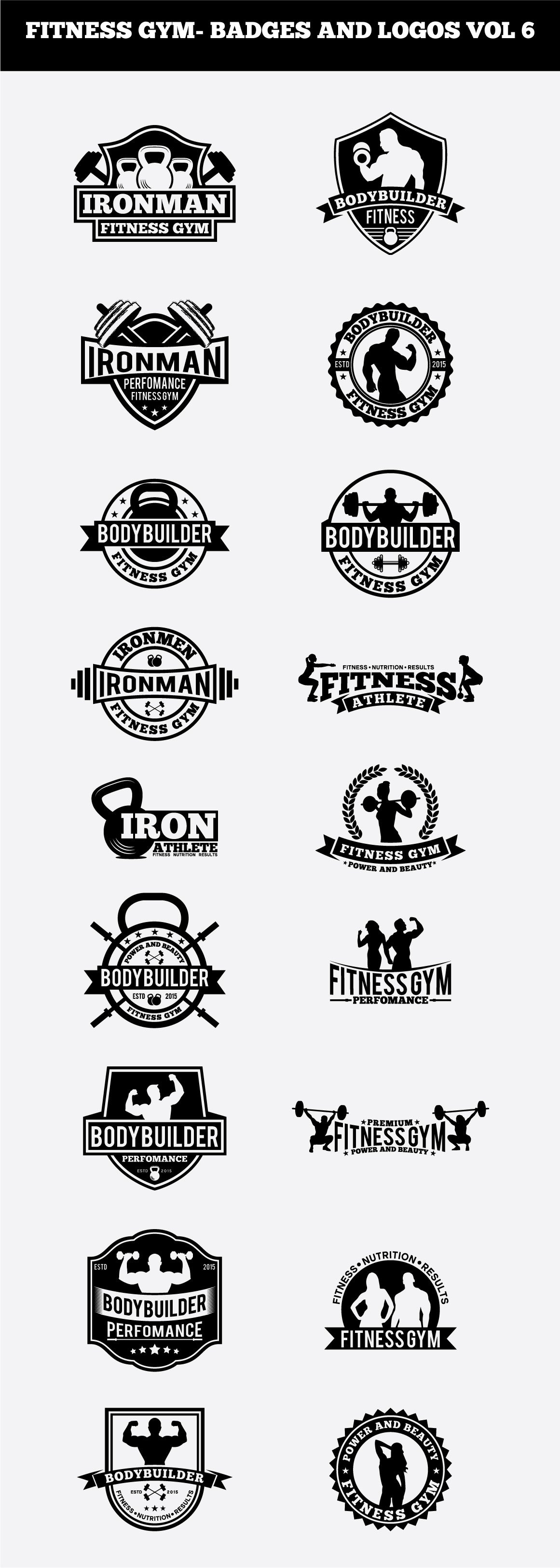 FITNESS GYM- BADGES AND LOGOS VOL 6 cover image.