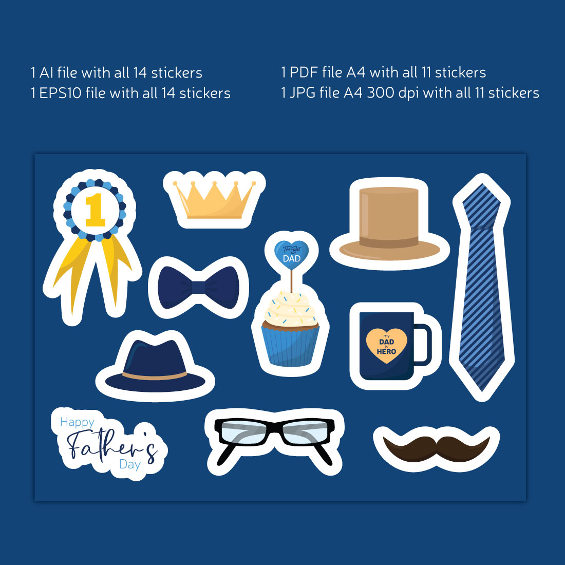 Clip art Father's Day stickers preview image.