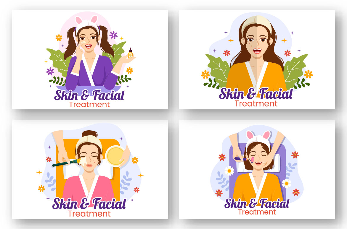 Four different logos for skin and facial treatments.