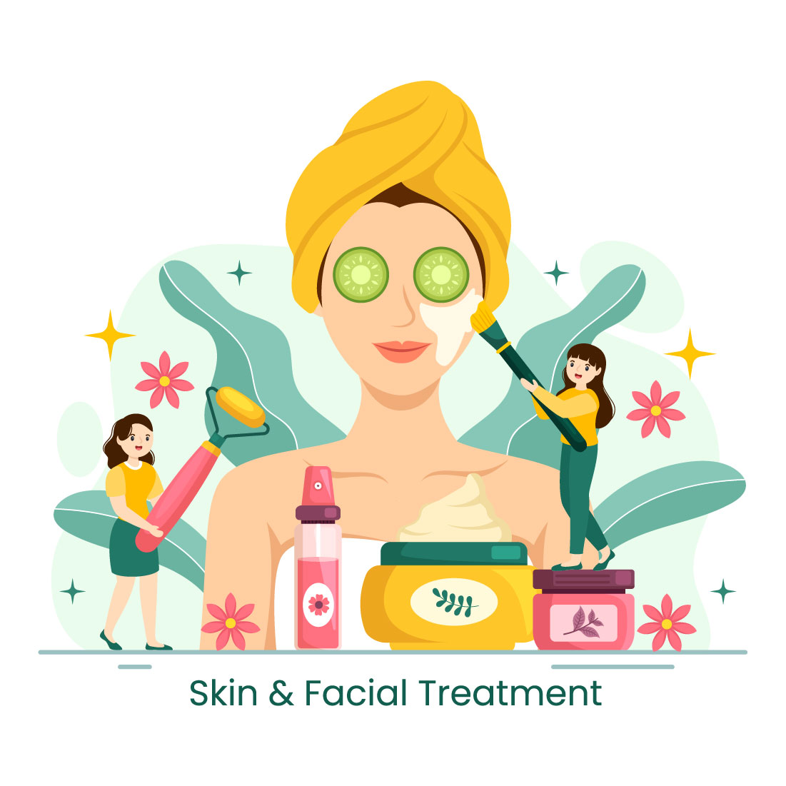 12 Facial and Skin Treatment Illustration preview image.