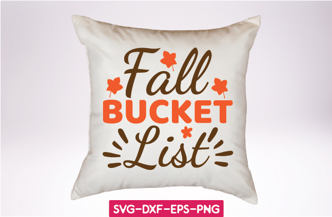 Pillow that says fall bucket list.