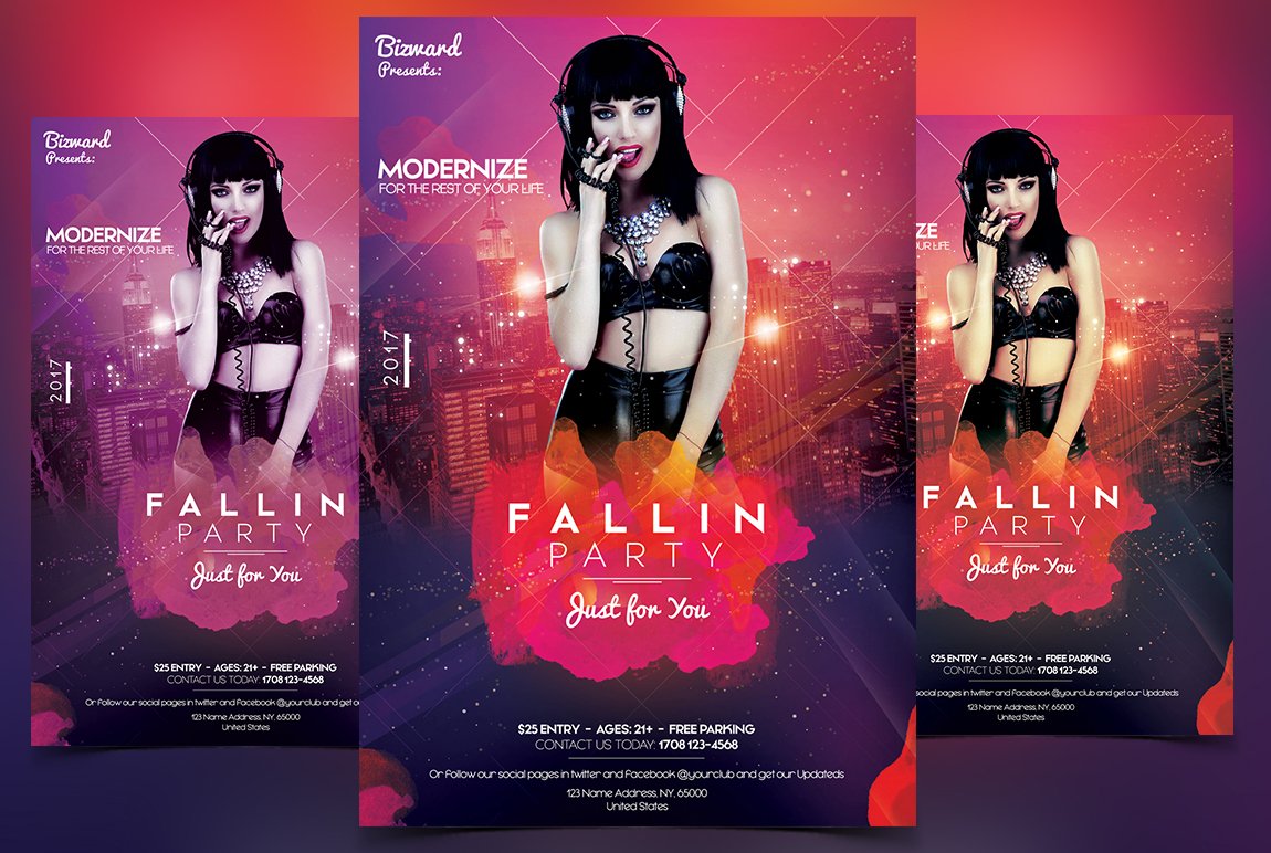 Fallin Party - PSD Flyer Template cover image.