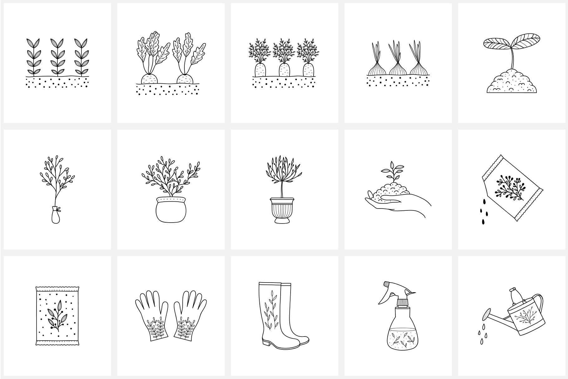farm gardening icons preview simple 6 218