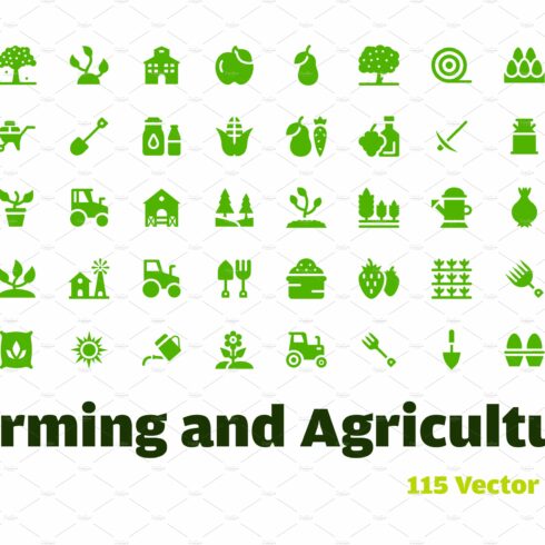 115 Farming and Agriculture Icons cover image.