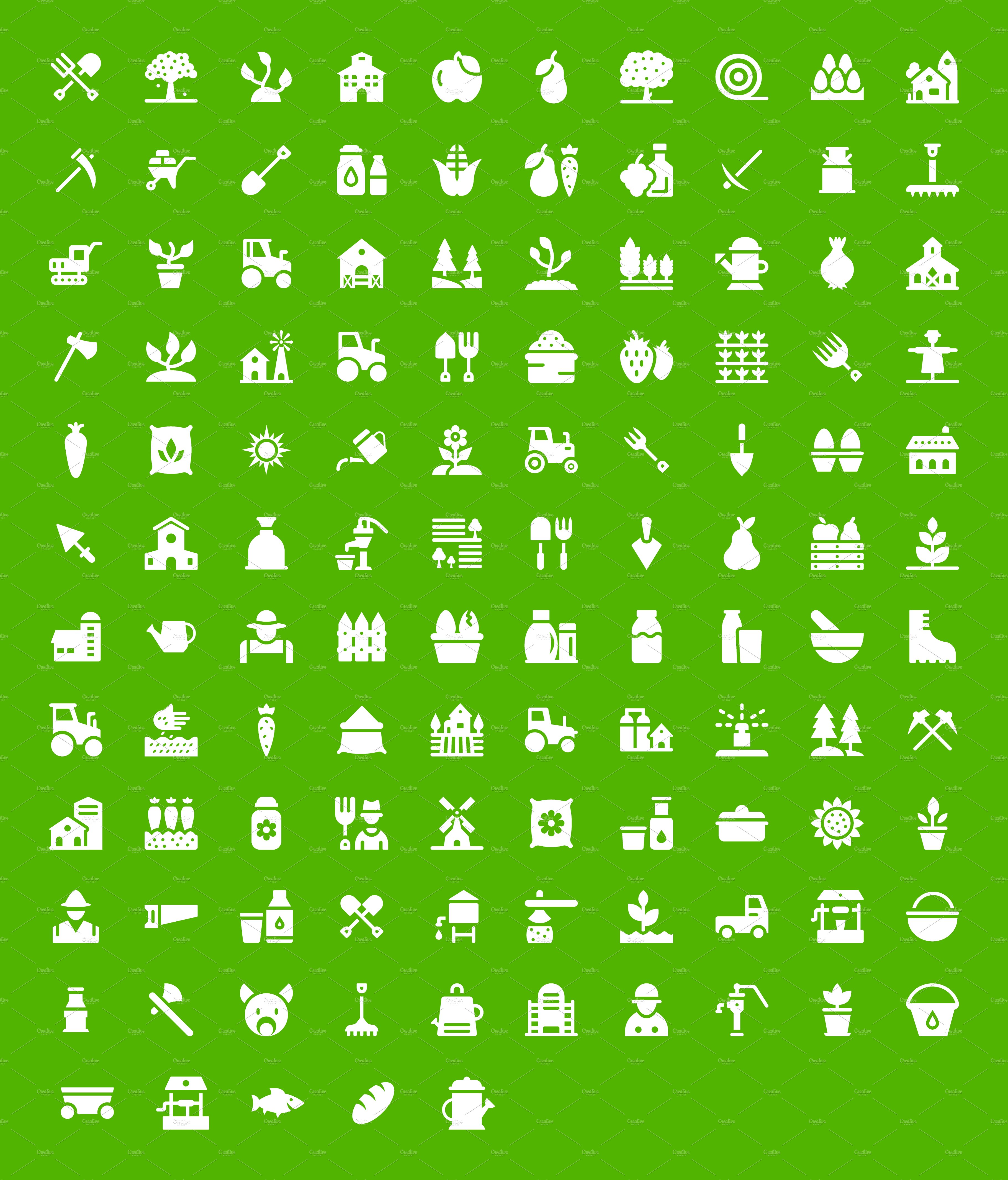 115 Farming and Agriculture Icons preview image.