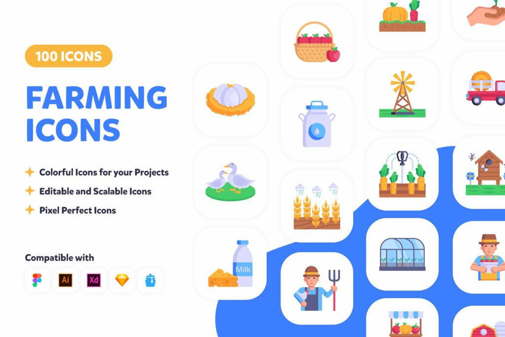 100 Farming Icons - Flat Vectors – MasterBundles
