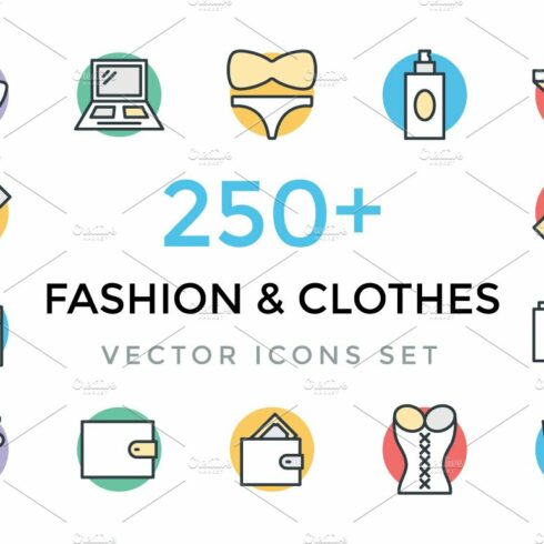 250+ Fashion and Clothes Icons cover image.