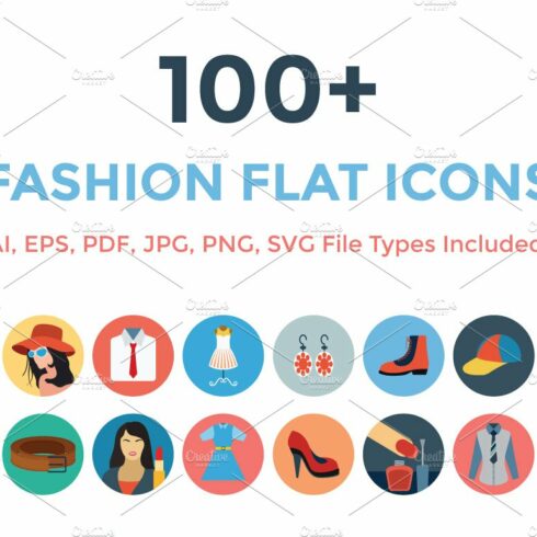 100+ Fashion Flat Icons cover image.