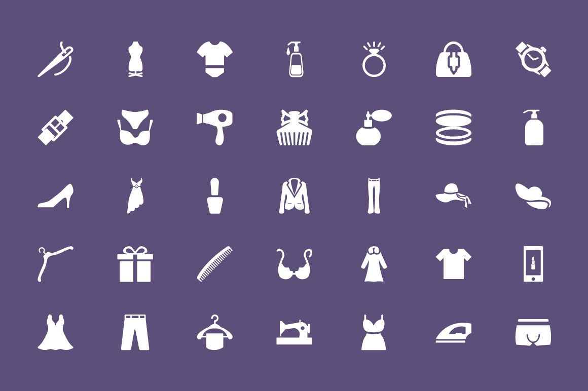 125+ Fashion Vector Icons preview image.