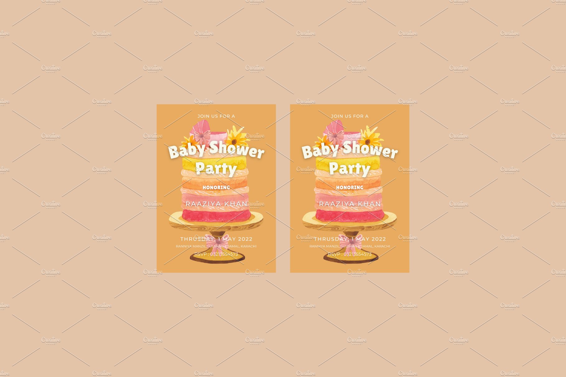 Cute Baby Shower Invitation cover image.