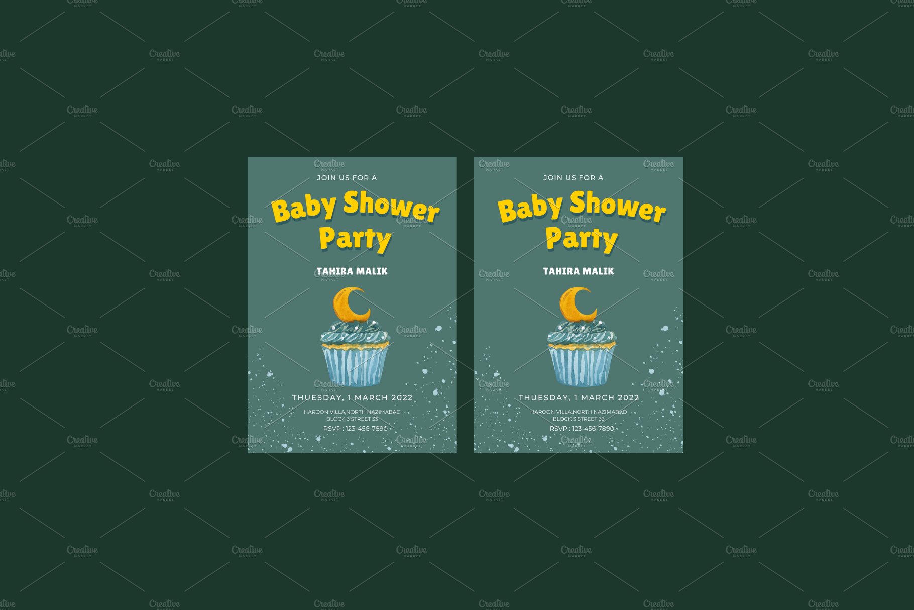 Elegant Baby shower invitation cover image.