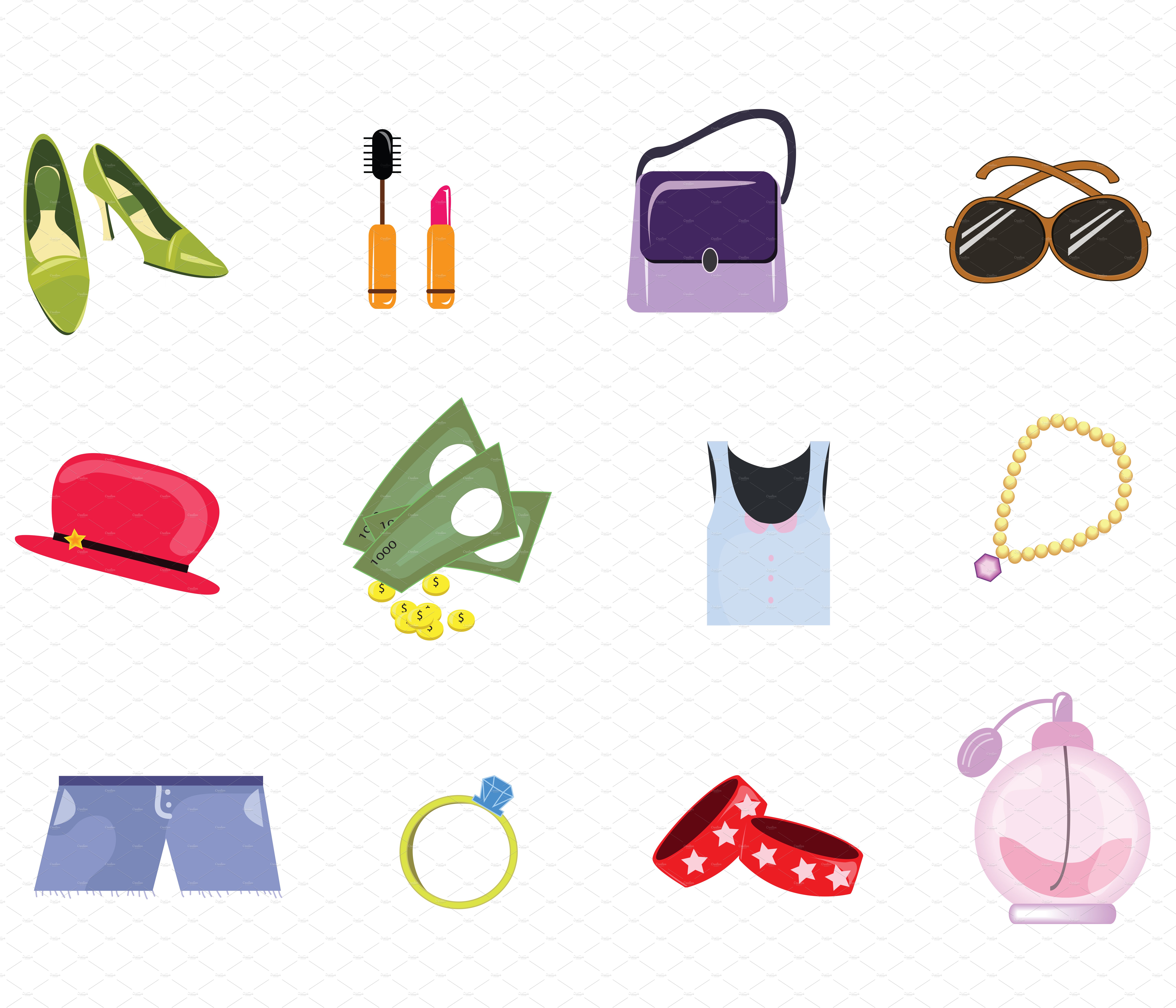 Woman accessories 12 icons set cover image.