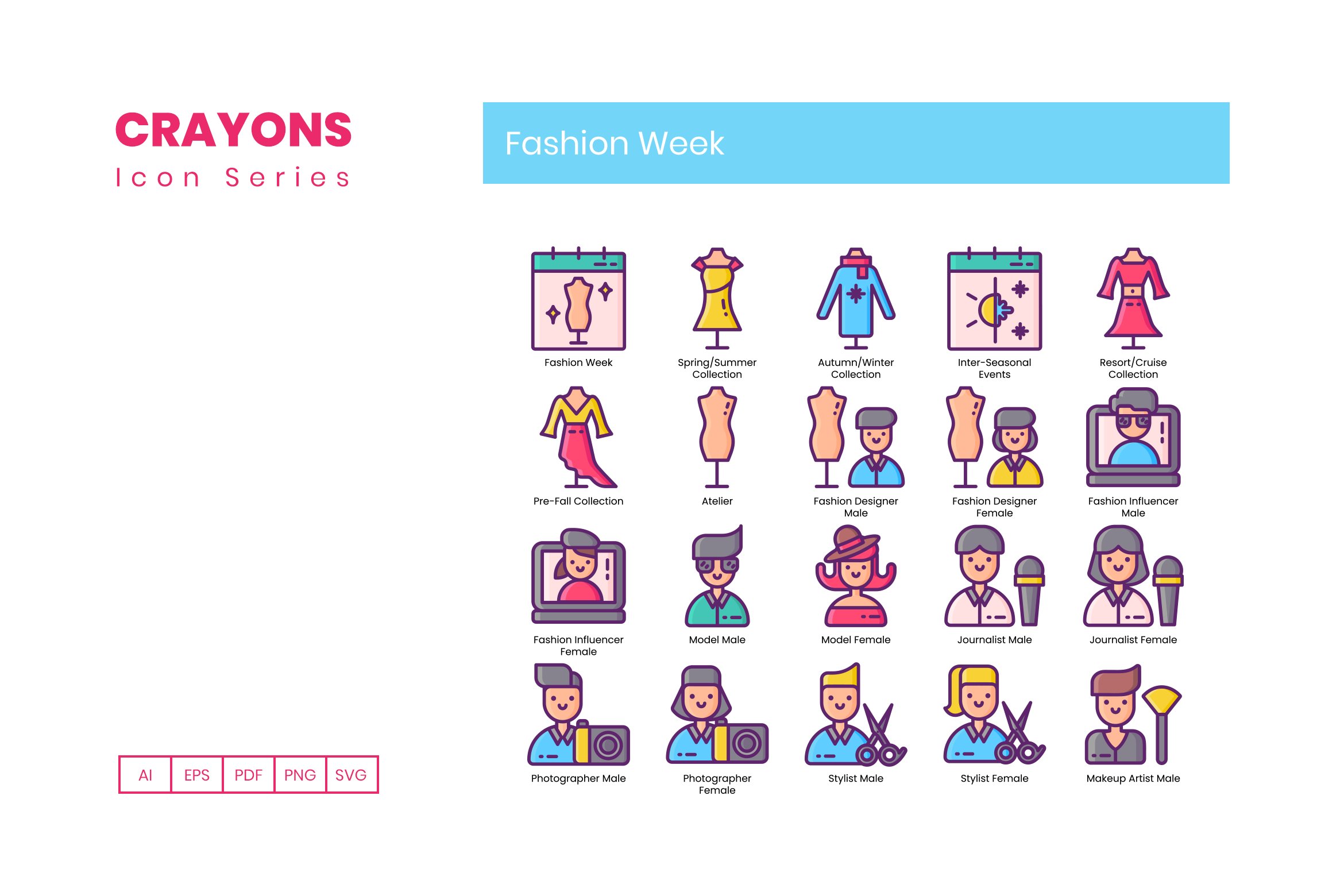 80 Fashion Week Icons | Crayon preview image.