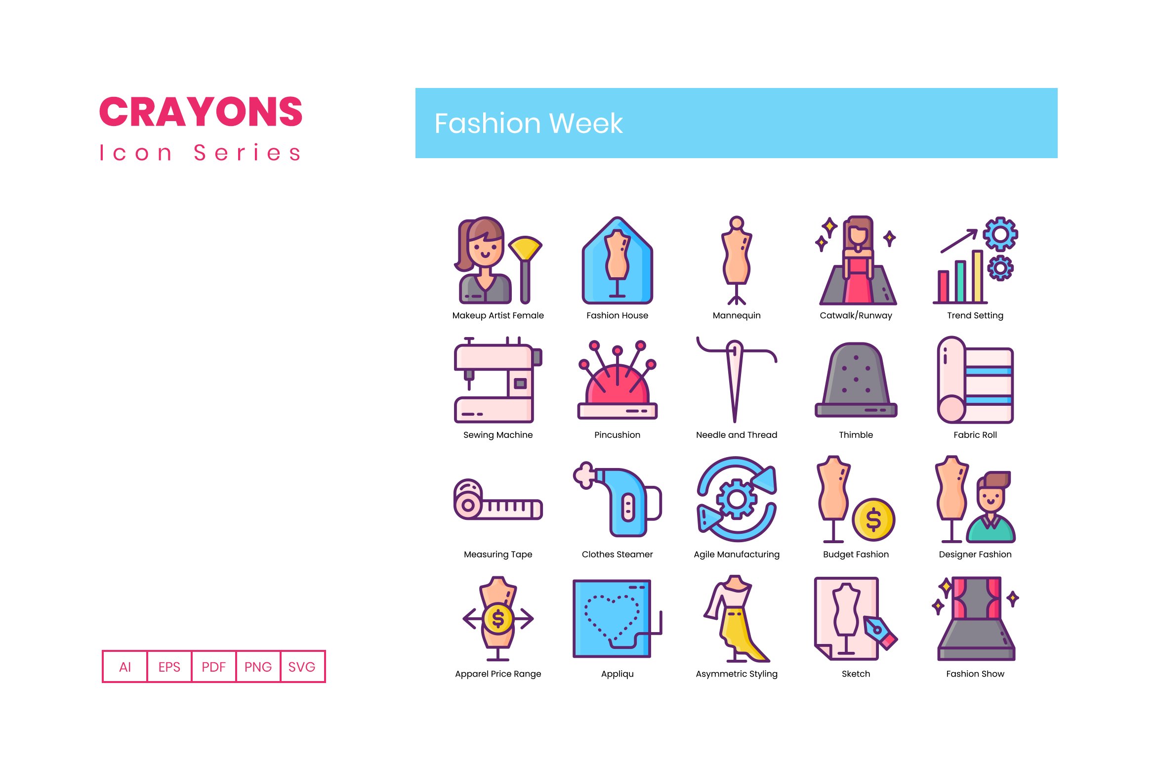 fashion week icons crayons cm 2 794