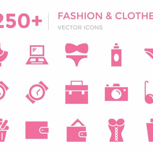 250+ Fashion and Clothes Vector Icon cover image.