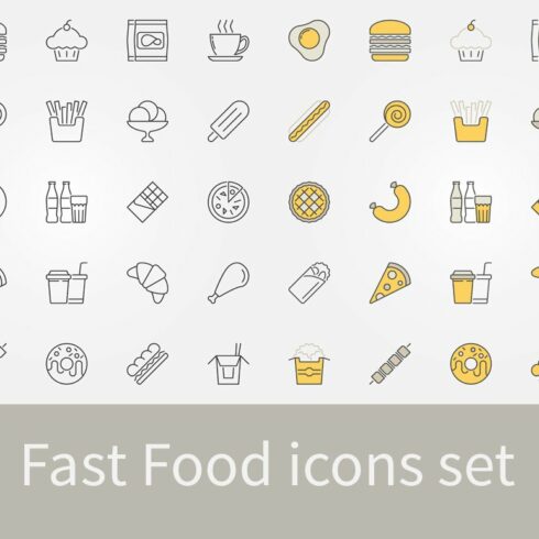 Fast Food icons set cover image.