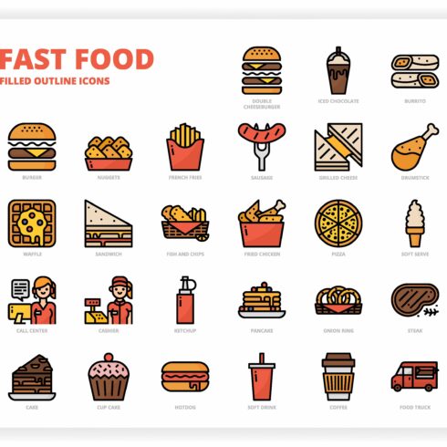 36 Fast food Icons x 3 Styles cover image.