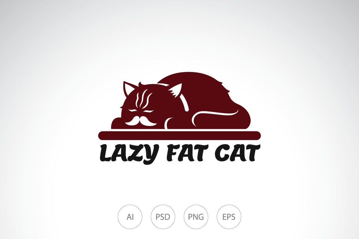 Lazy Fat Cat Logo Template cover image.