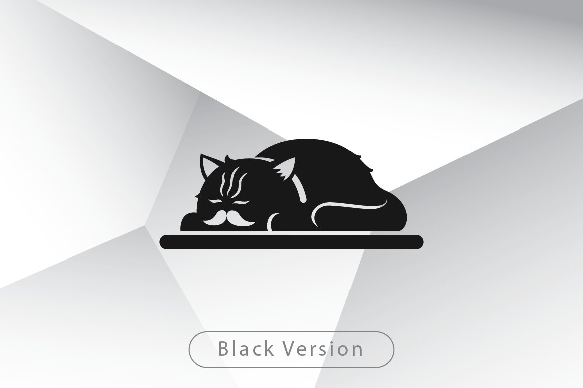 fat lazy cat simple flat logo design pet animat veterinary 04 393