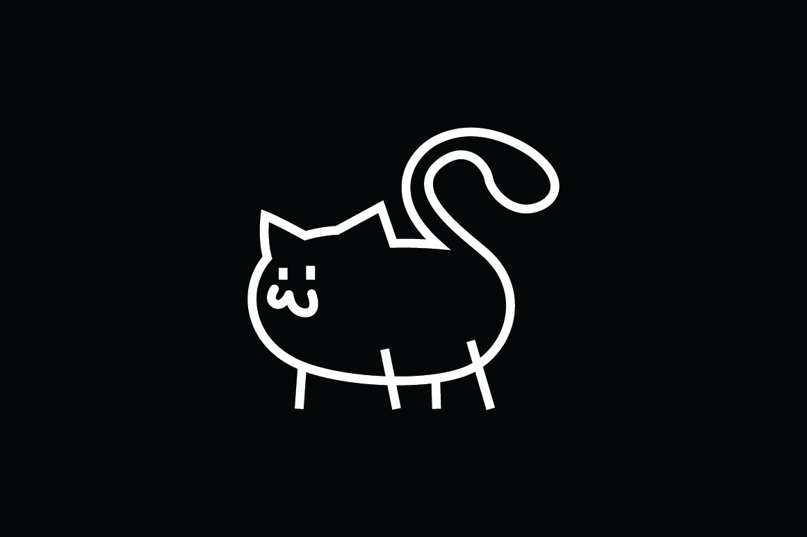fat cat pet animal furry hairy logo design template 04 281
