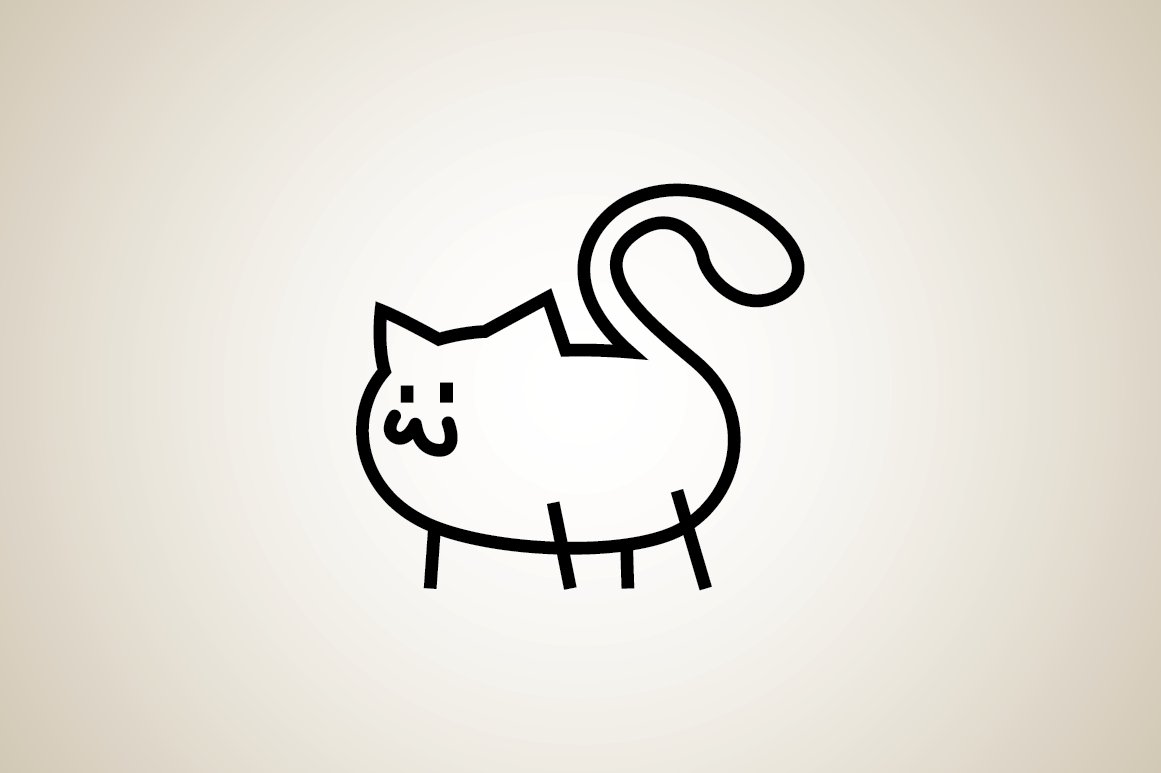 fat cat pet animal furry hairy logo design template 05 545