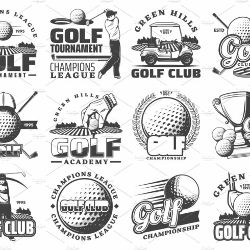 Golf sport game vector icons cover image.